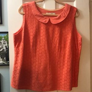 Boden coral eyelet blouse, Peter Pan collar
